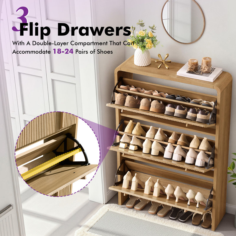 Willa Arlo™ Interiors Dulane 3-Drawer Wood Shoe Storage Cabinet